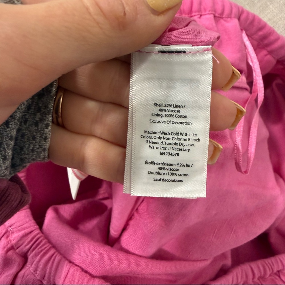Vineyard Vines Light Magenta Strapless Ruffle Embroidered Linen Blend Romper M - Picture 5 of 6